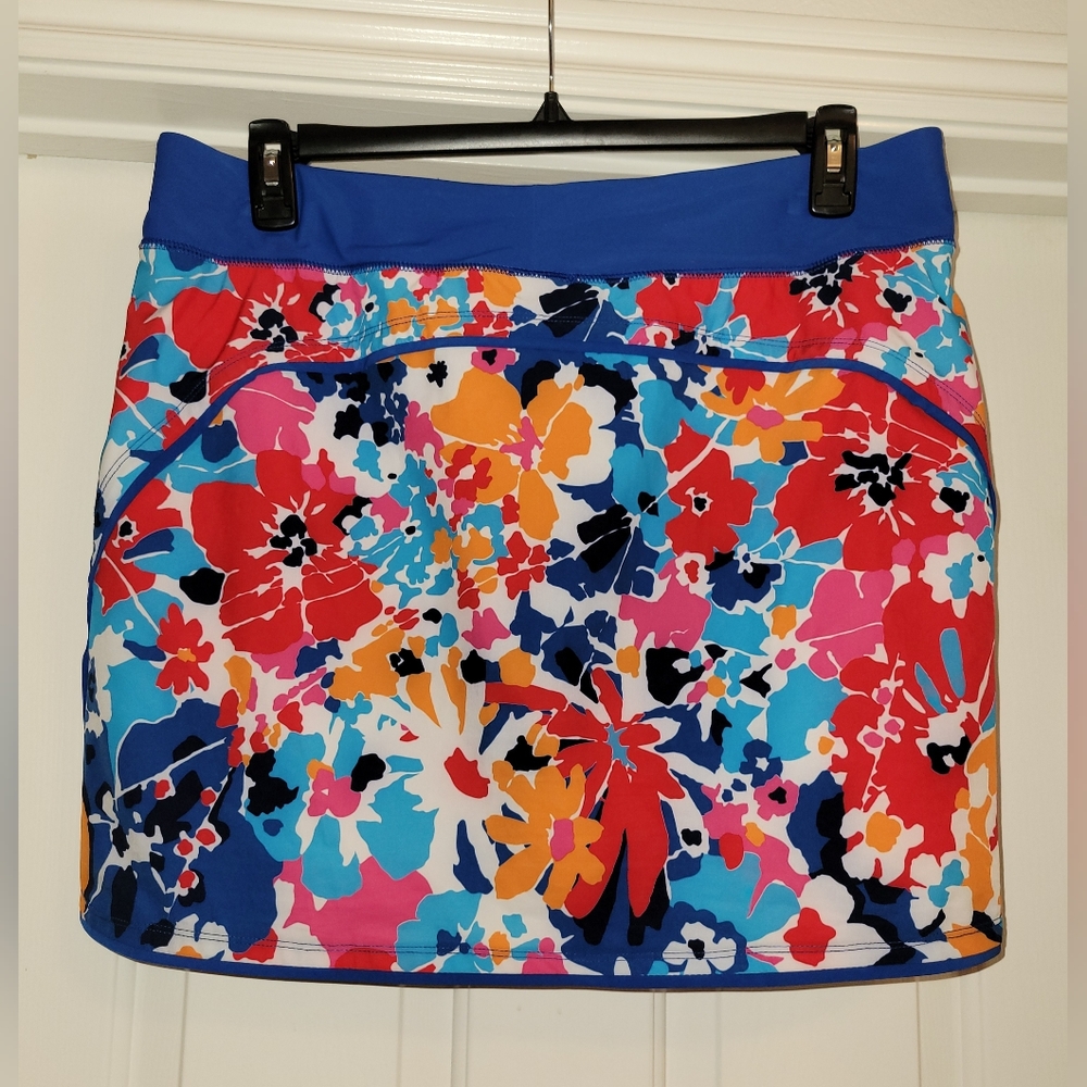 🩱Gorgeous "Lands' End" Floral Elastic Waist Stretch Lined Swim Skort🩱 - Picture 8 of 9